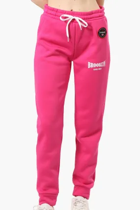 Fahrenheit Tie Waist Brooklyn Print Joggers - Pink