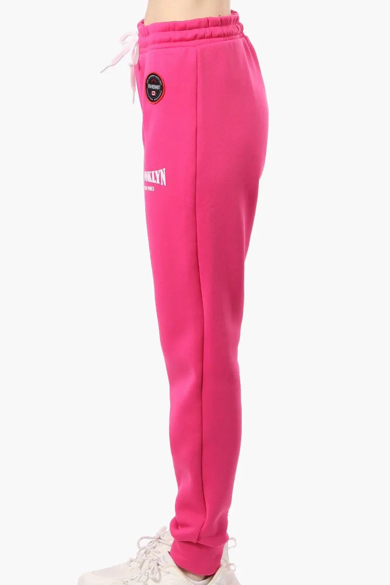 Fahrenheit Tie Waist Brooklyn Print Joggers - Pink