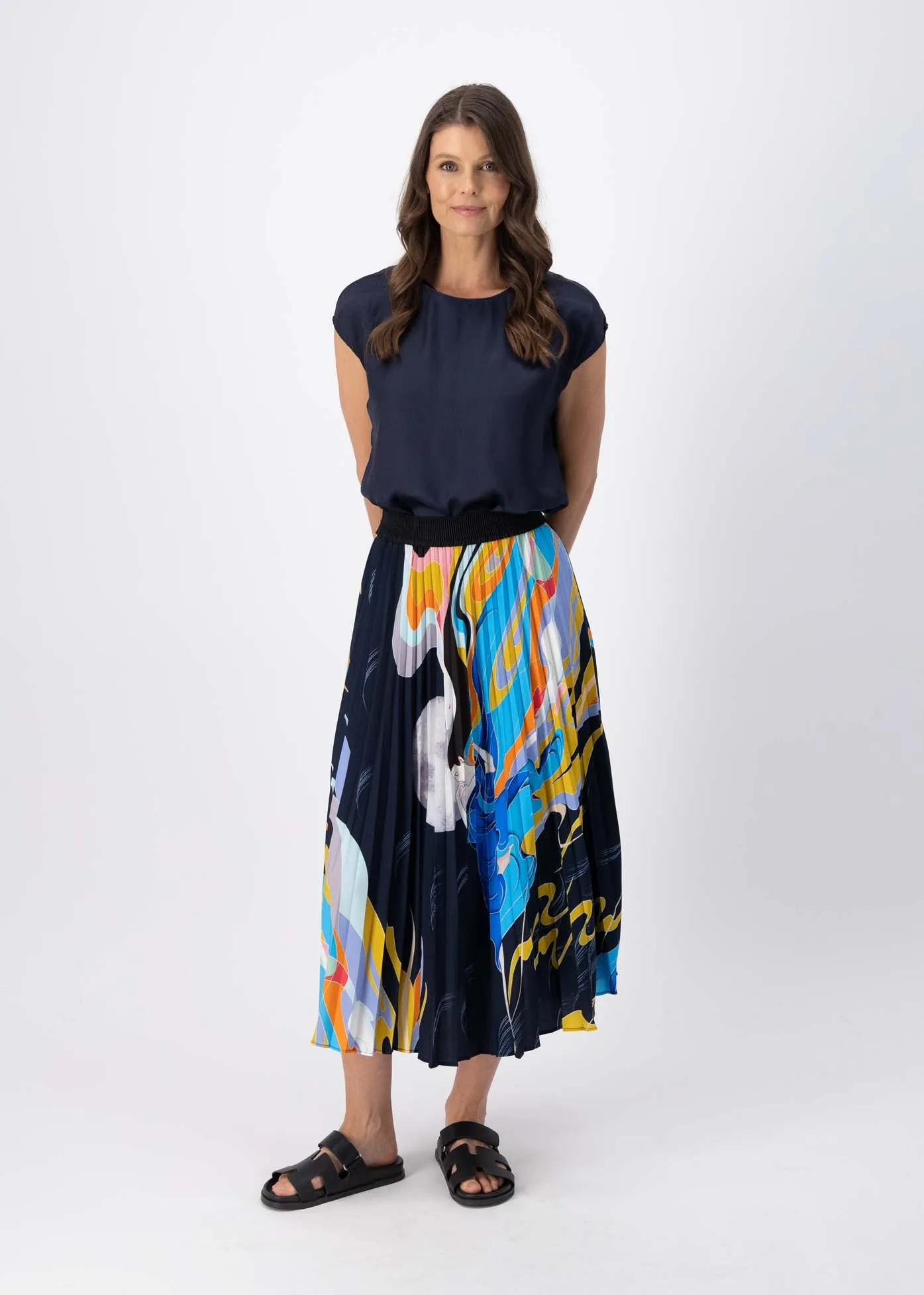 Faith Pleated Skirt Navy