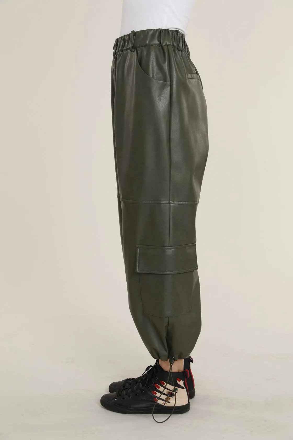 Faux Leather Cargo Pants