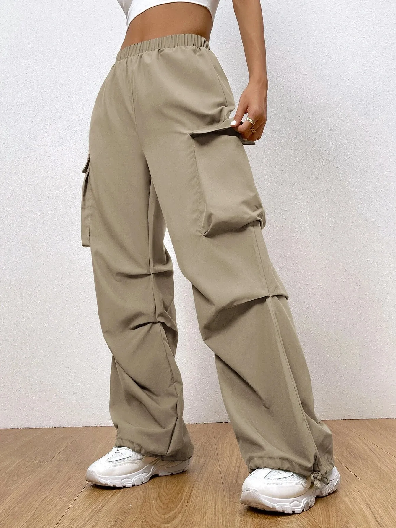 Flap Pocket Side Hem Cargo Pants