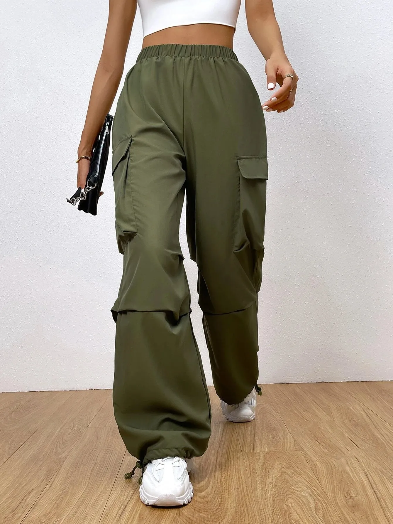 Flap Pocket Side Hem Cargo Pants