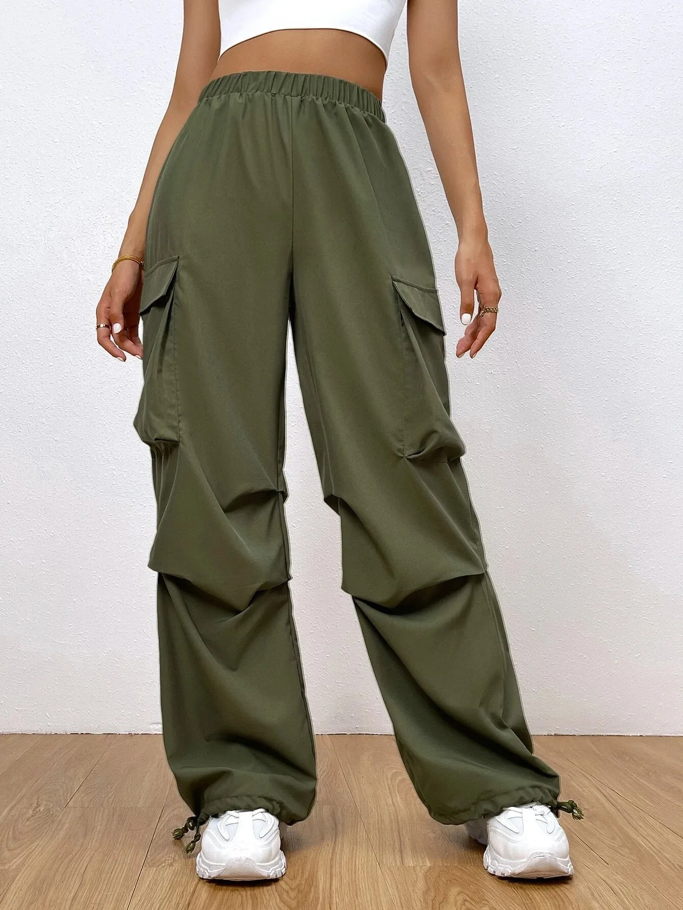 Flap Pocket Side Hem Cargo Pants