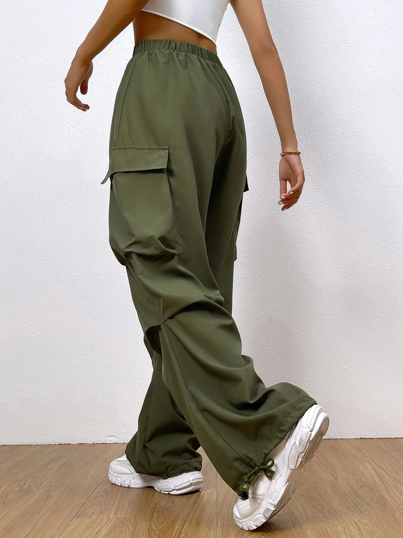 Flap Pocket Side Hem Cargo Pants