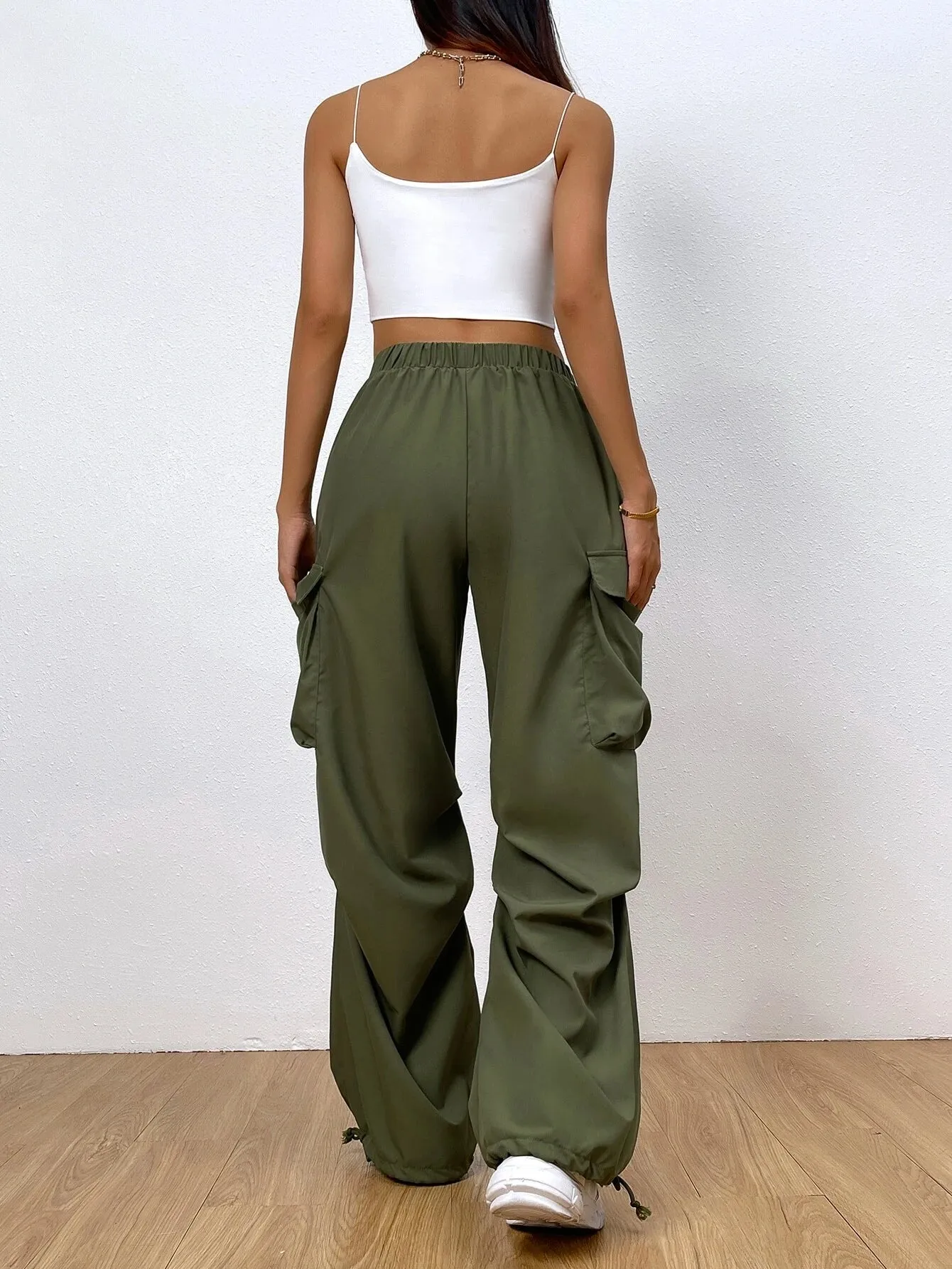 Flap Pocket Side Hem Cargo Pants