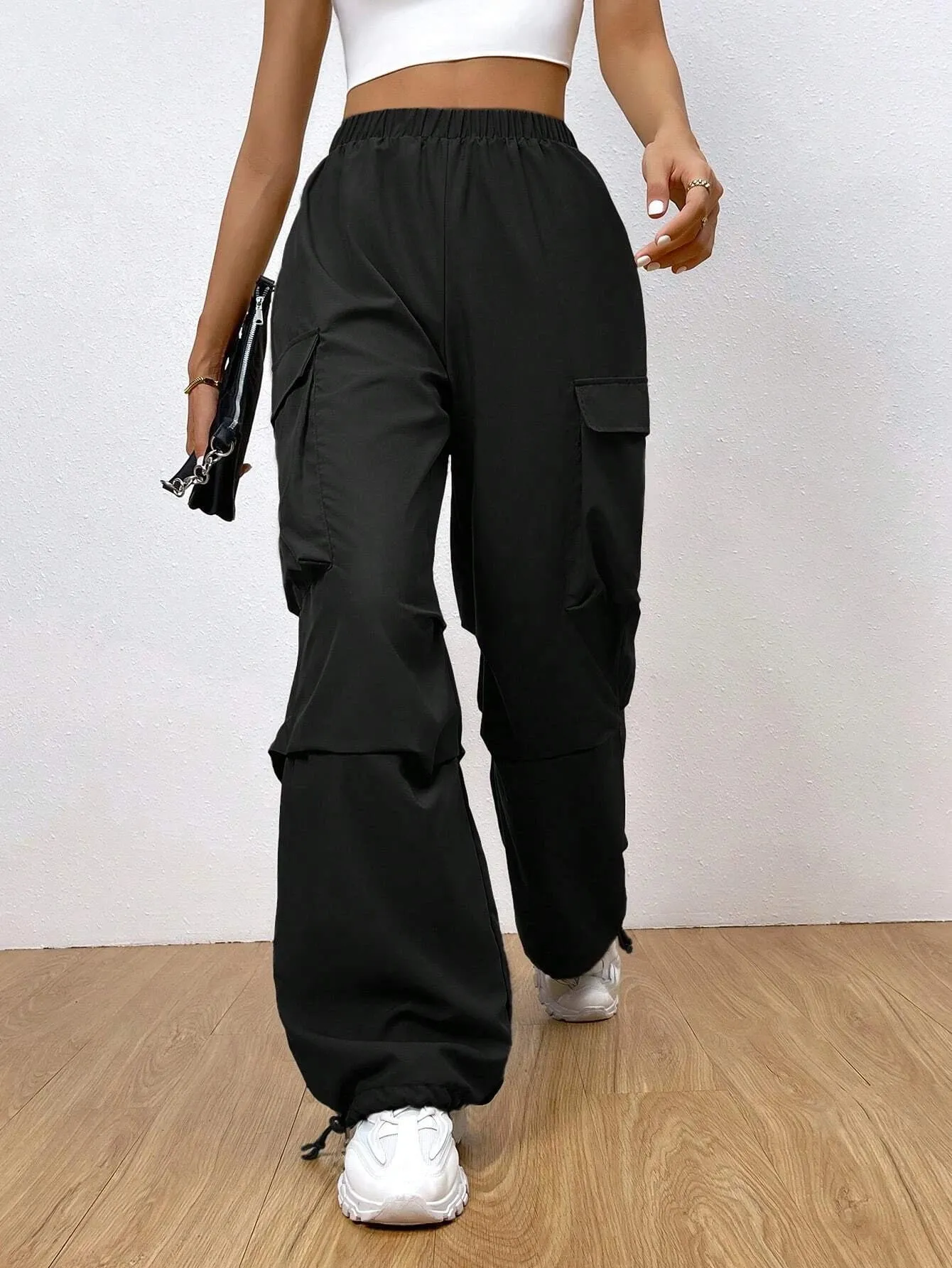 Flap Pocket Side Hem Cargo Pants