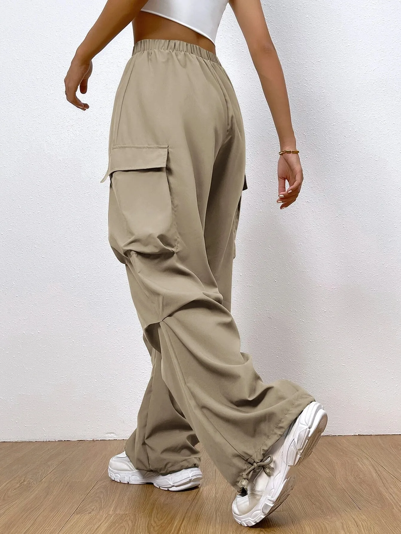 Flap Pocket Side Hem Cargo Pants