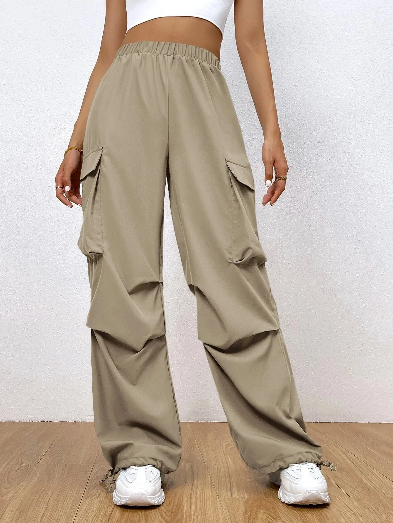 Flap Pocket Side Hem Cargo Pants