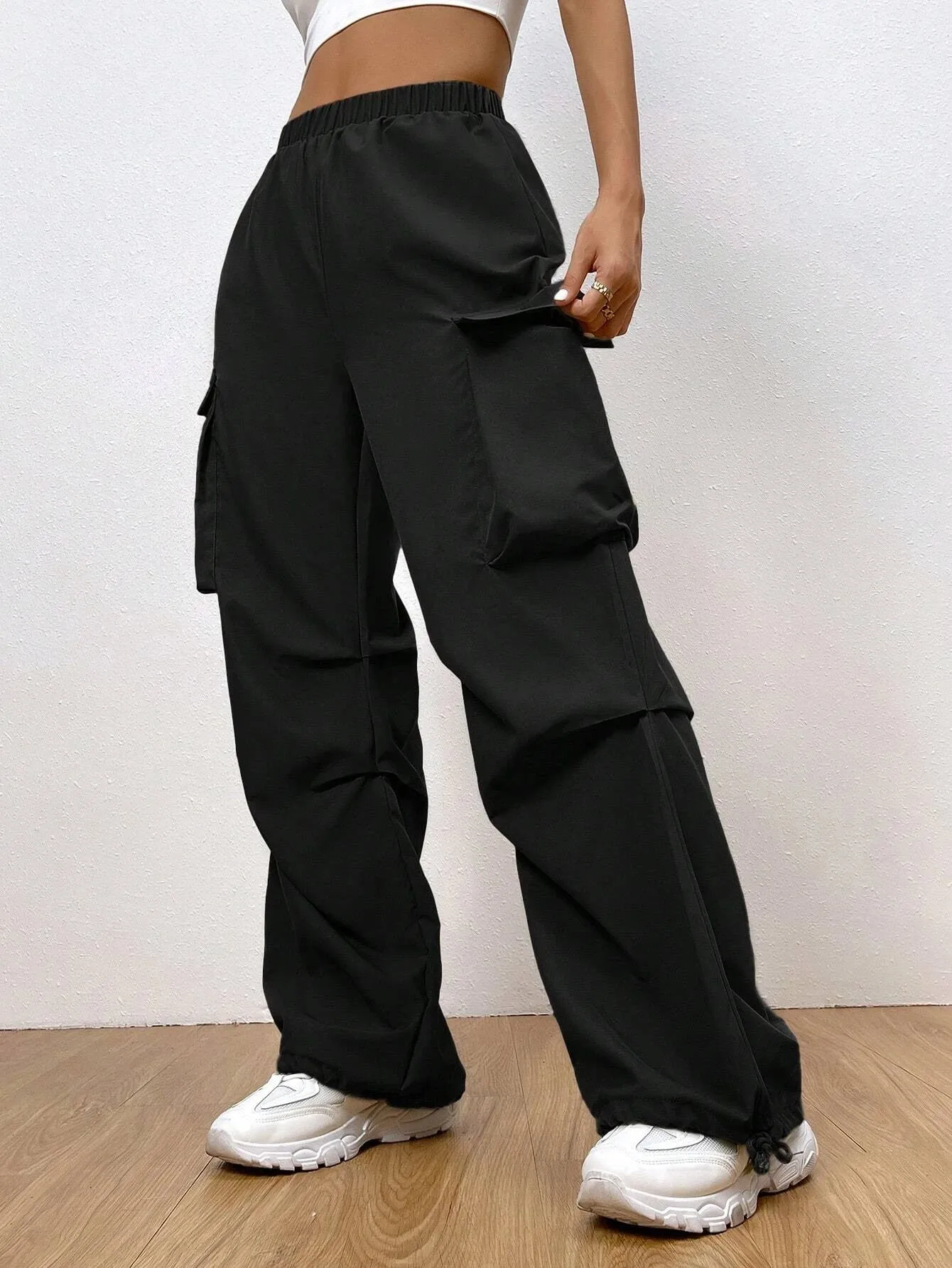 Flap Pocket Side Hem Cargo Pants