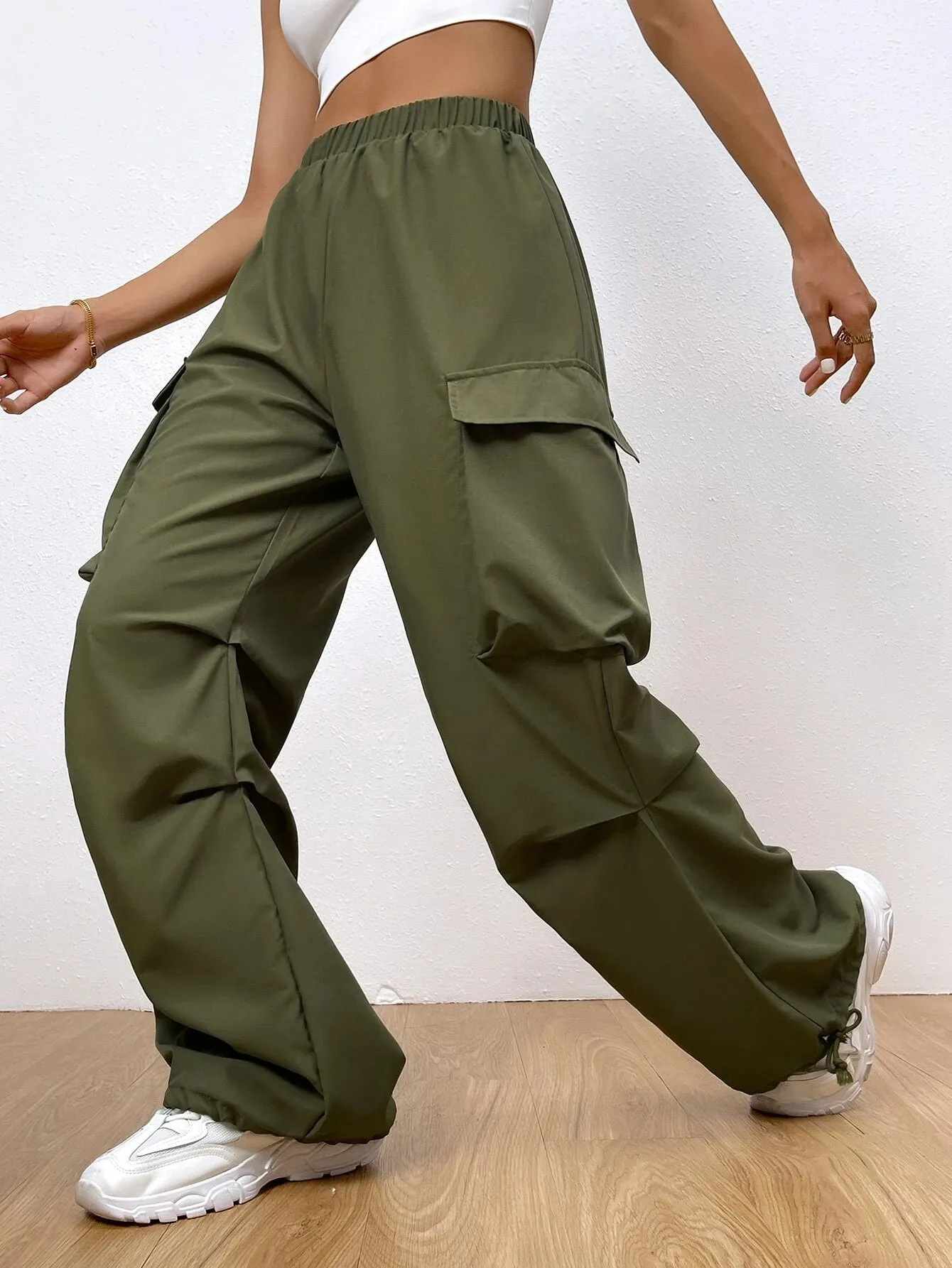 Flap Pocket Side Hem Cargo Pants