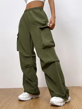 Flap Pocket Side Hem Cargo Pants