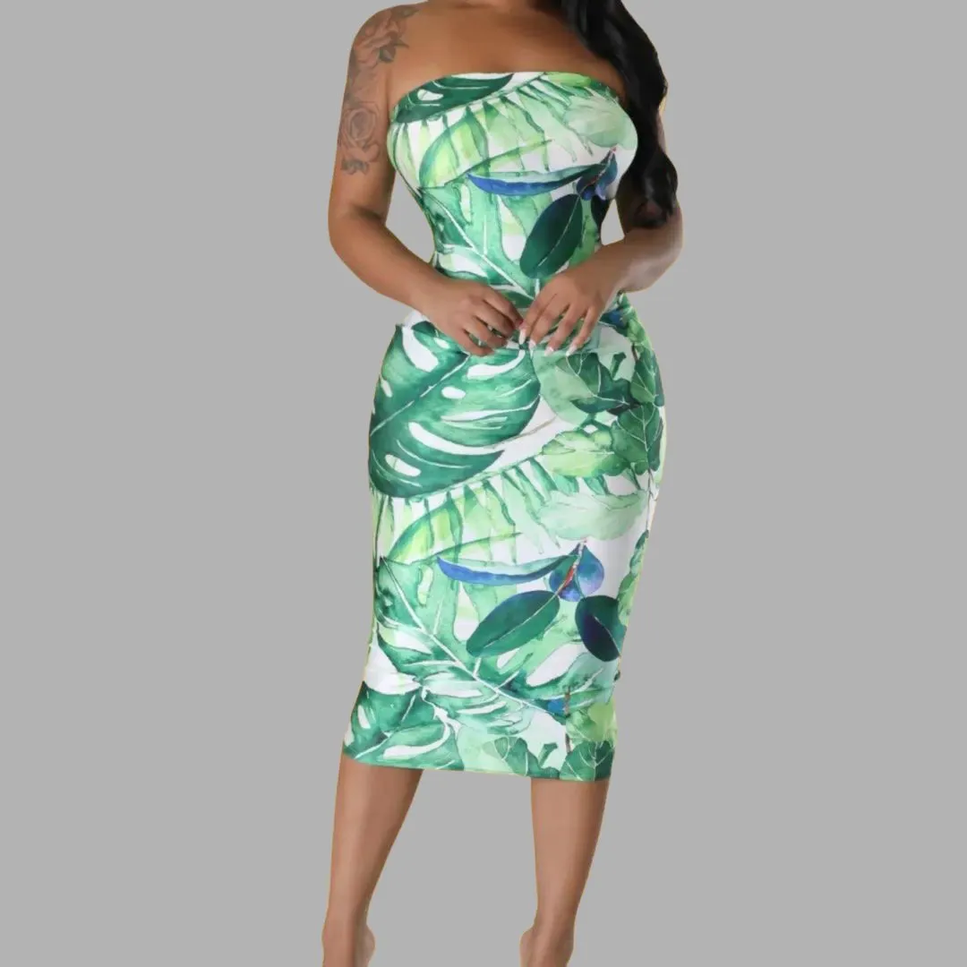 Flora Bodycon Dress- Green