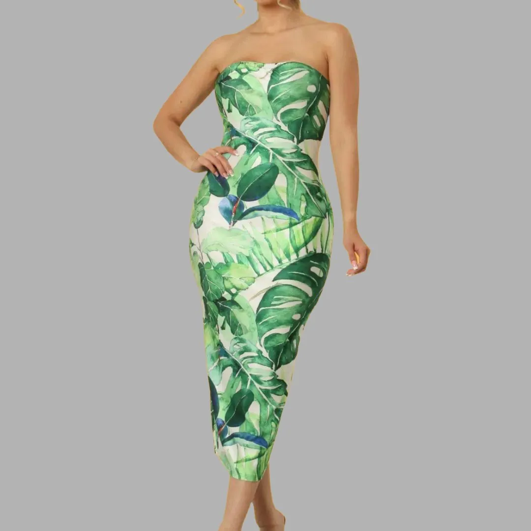 Flora Bodycon Dress- Green