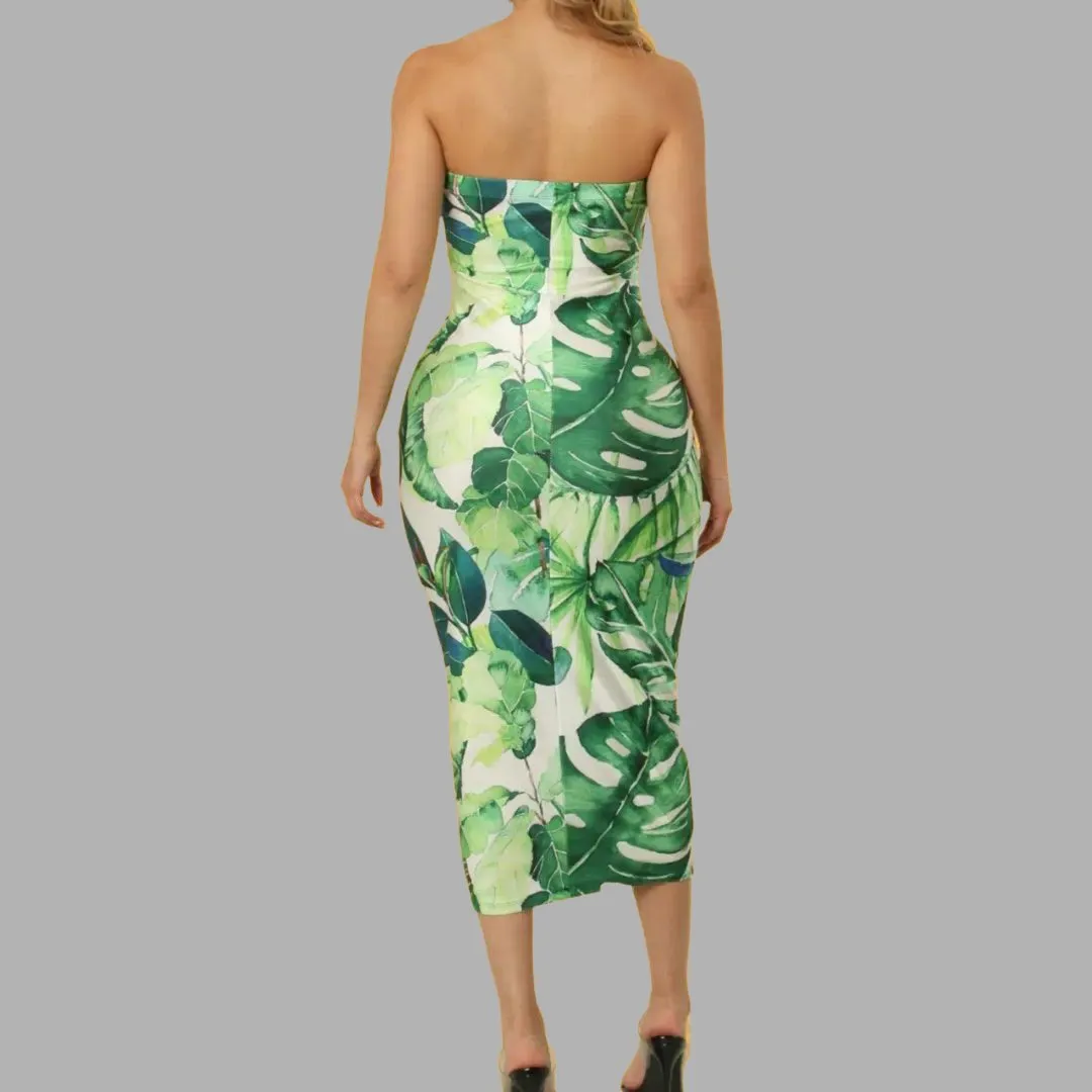 Flora Bodycon Dress- Green