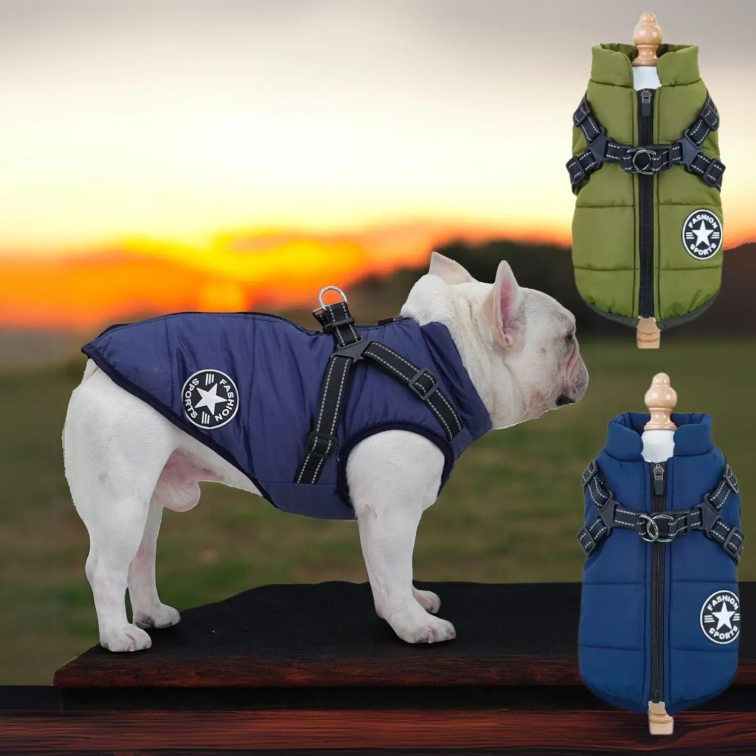 FrostGuard Winter Waterproof Frenchie Harness Jacket