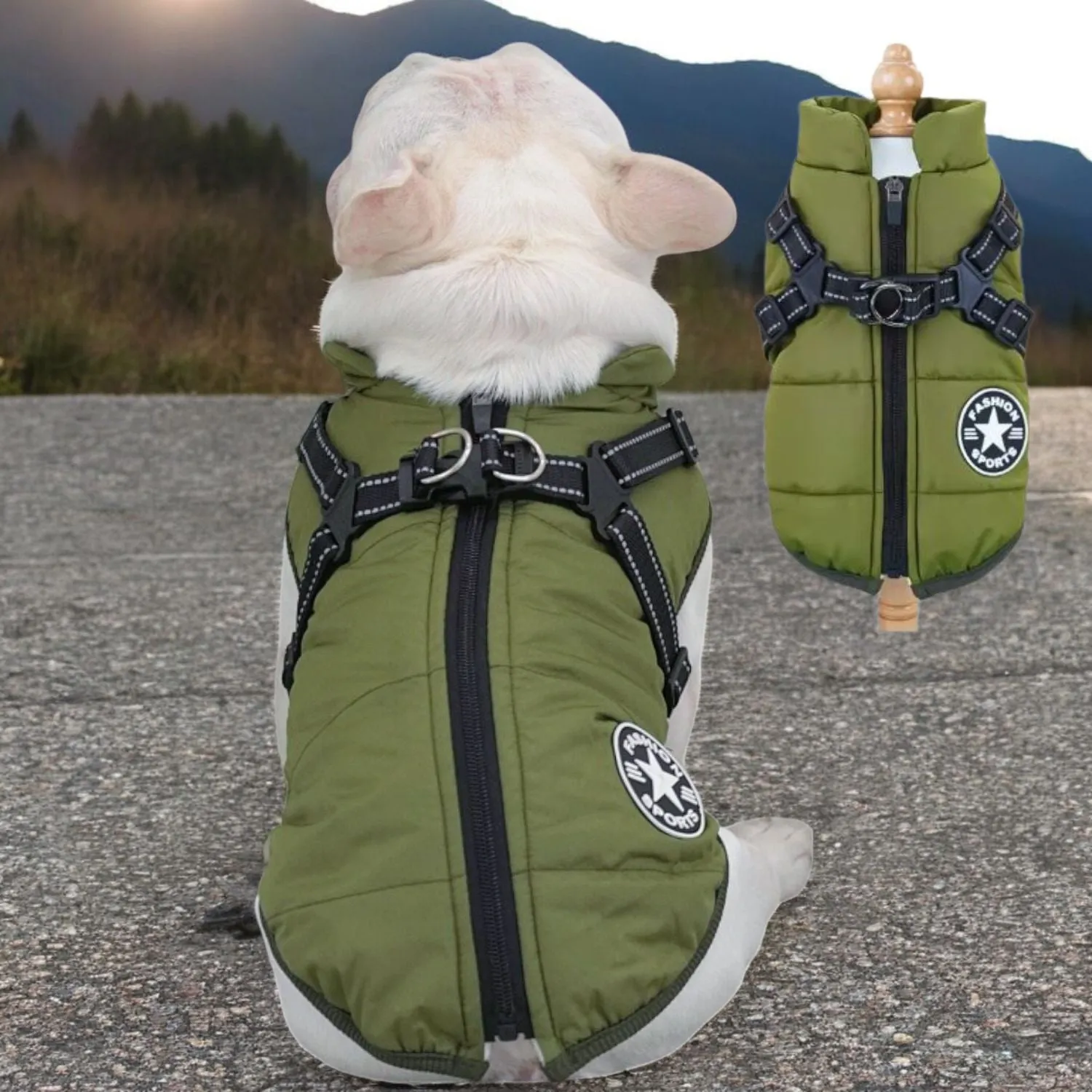 FrostGuard Winter Waterproof Frenchie Harness Jacket