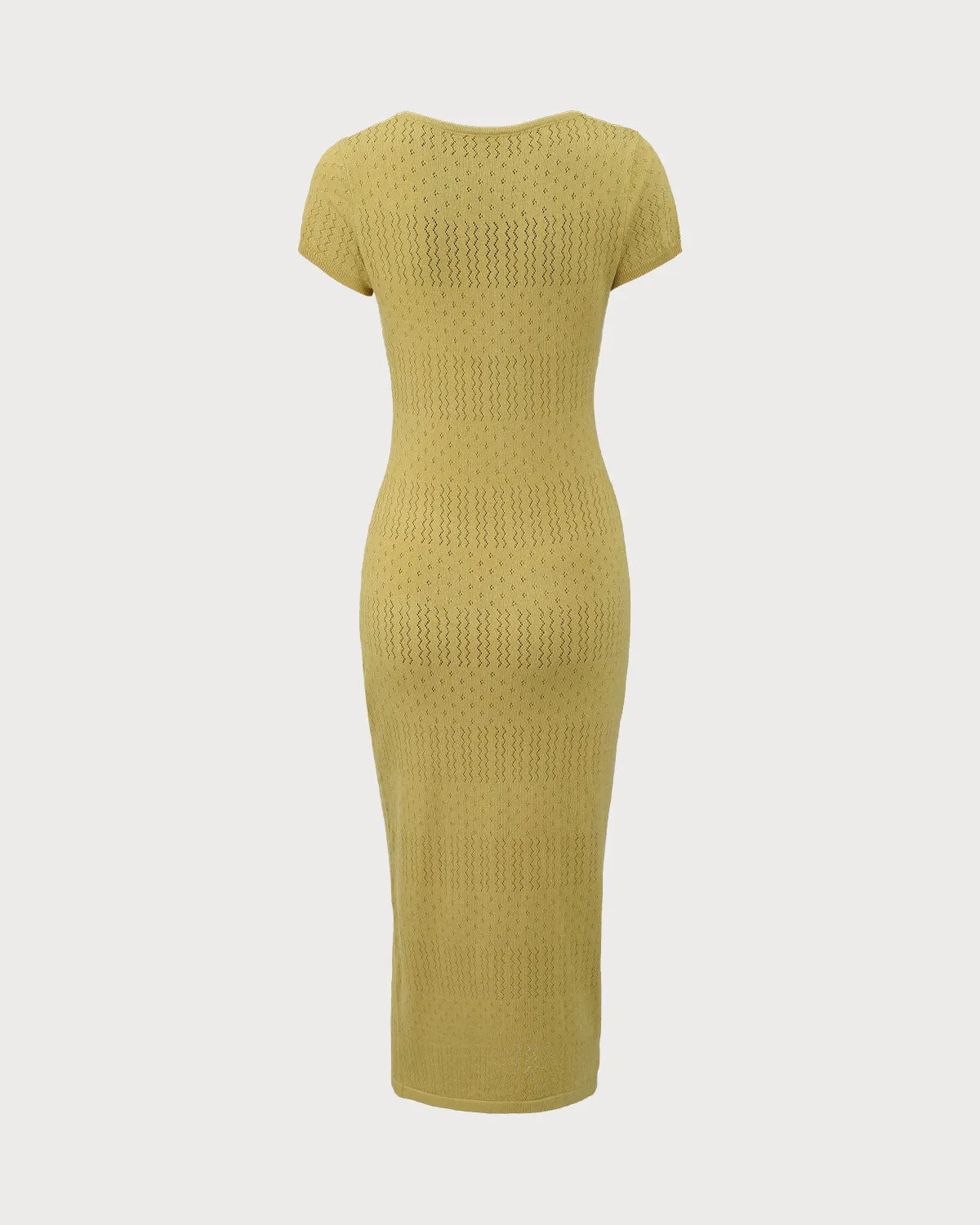 Green Square Neck Bodycon Midi Dress