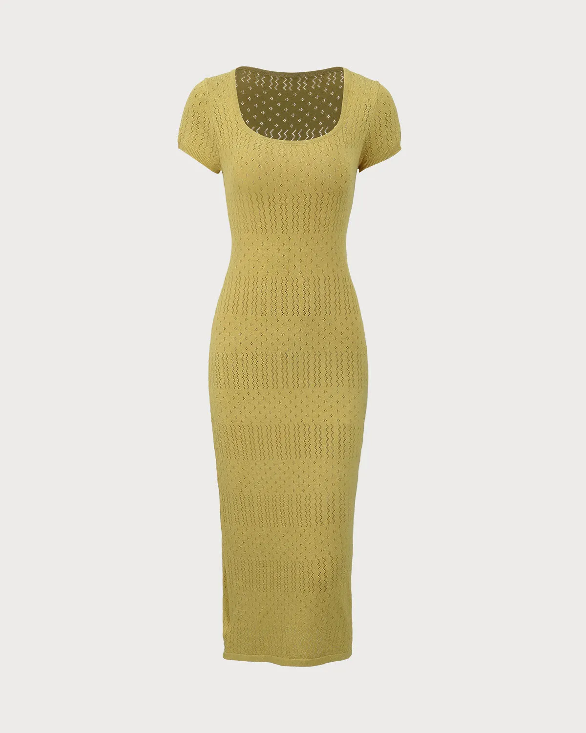 Green Square Neck Bodycon Midi Dress