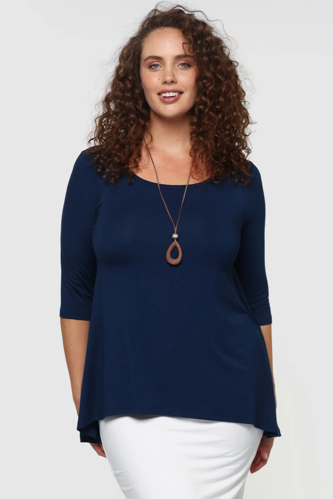 Hi Lo Hem Top - Navy