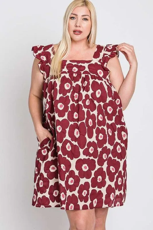 JADE by JANE Plus-size Daisy Print Baby Doll Dress