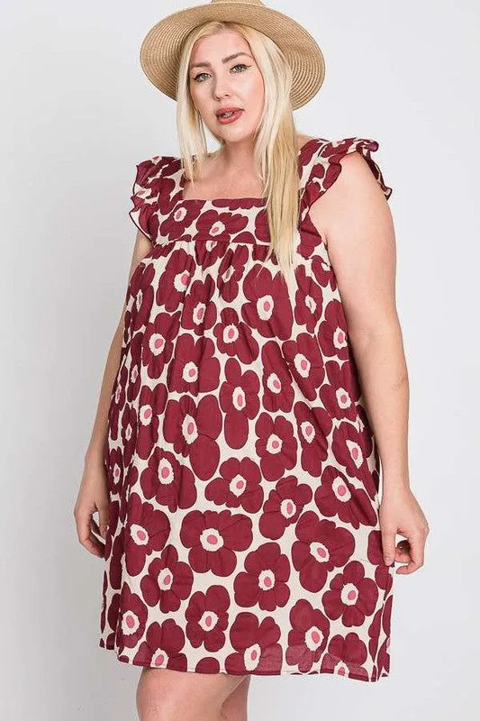 JADE by JANE Plus-size Daisy Print Baby Doll Dress