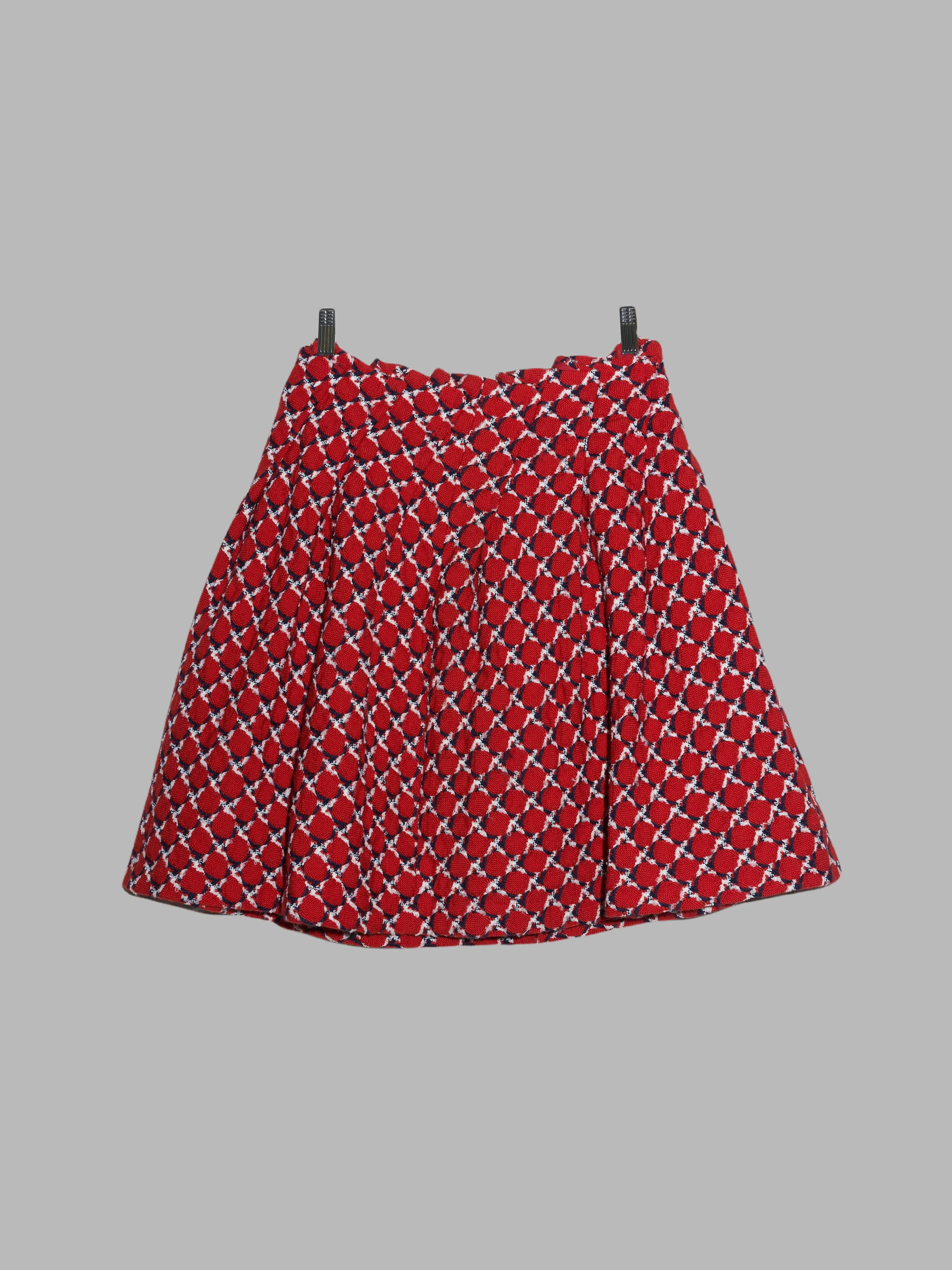 Junya Watanabe Comme des Garcons AW2001 red wool circle pattern pleated skirt M