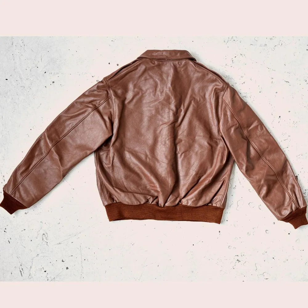 Lambskin Brown A2 Leather Bomber Jacket for Men