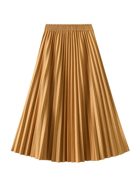 Long High Waist Pleated Skirt