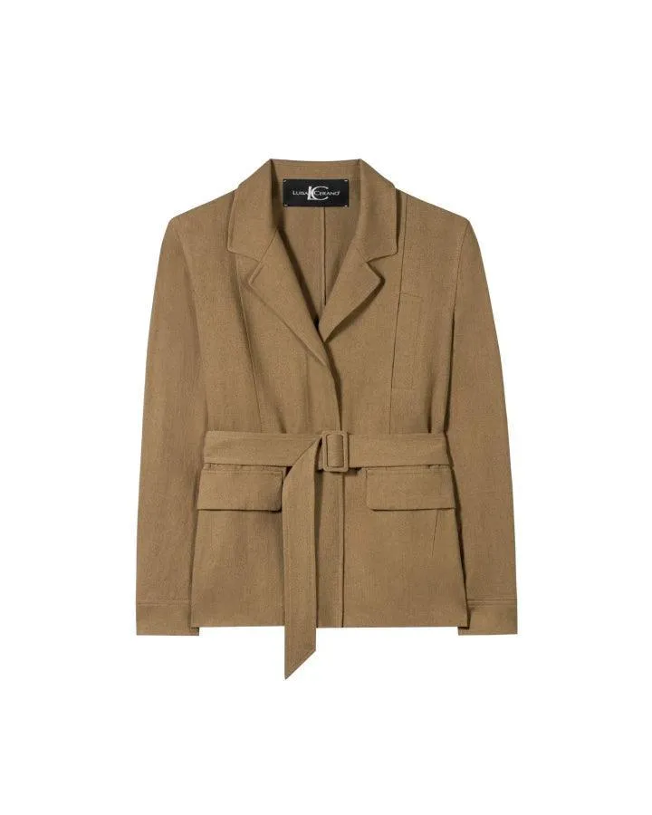 Luisa Cerano Belted Linen Blend Jacket