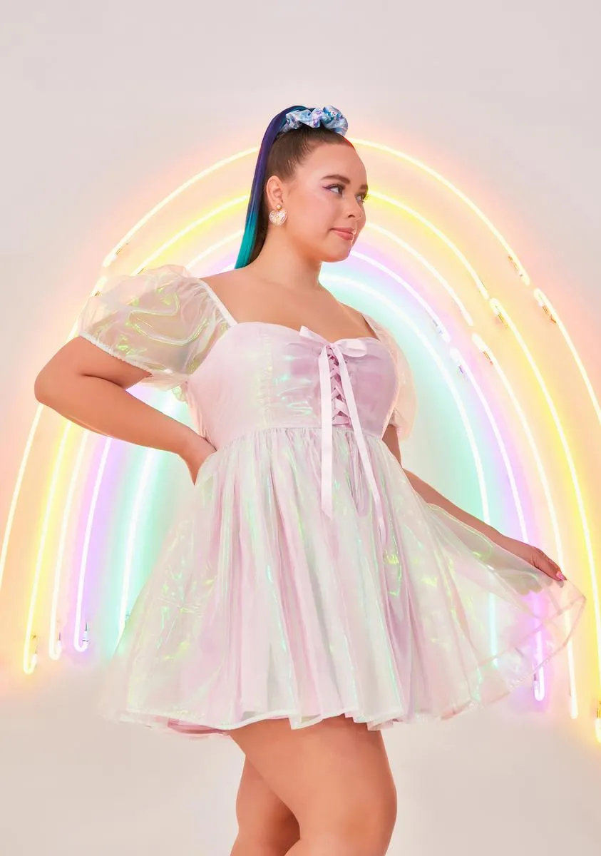 Luxe Fairy Princess Iridescent Babydoll Dress