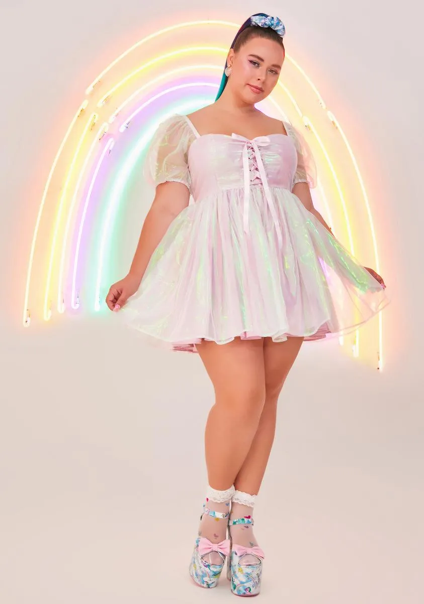 Luxe Fairy Princess Iridescent Babydoll Dress