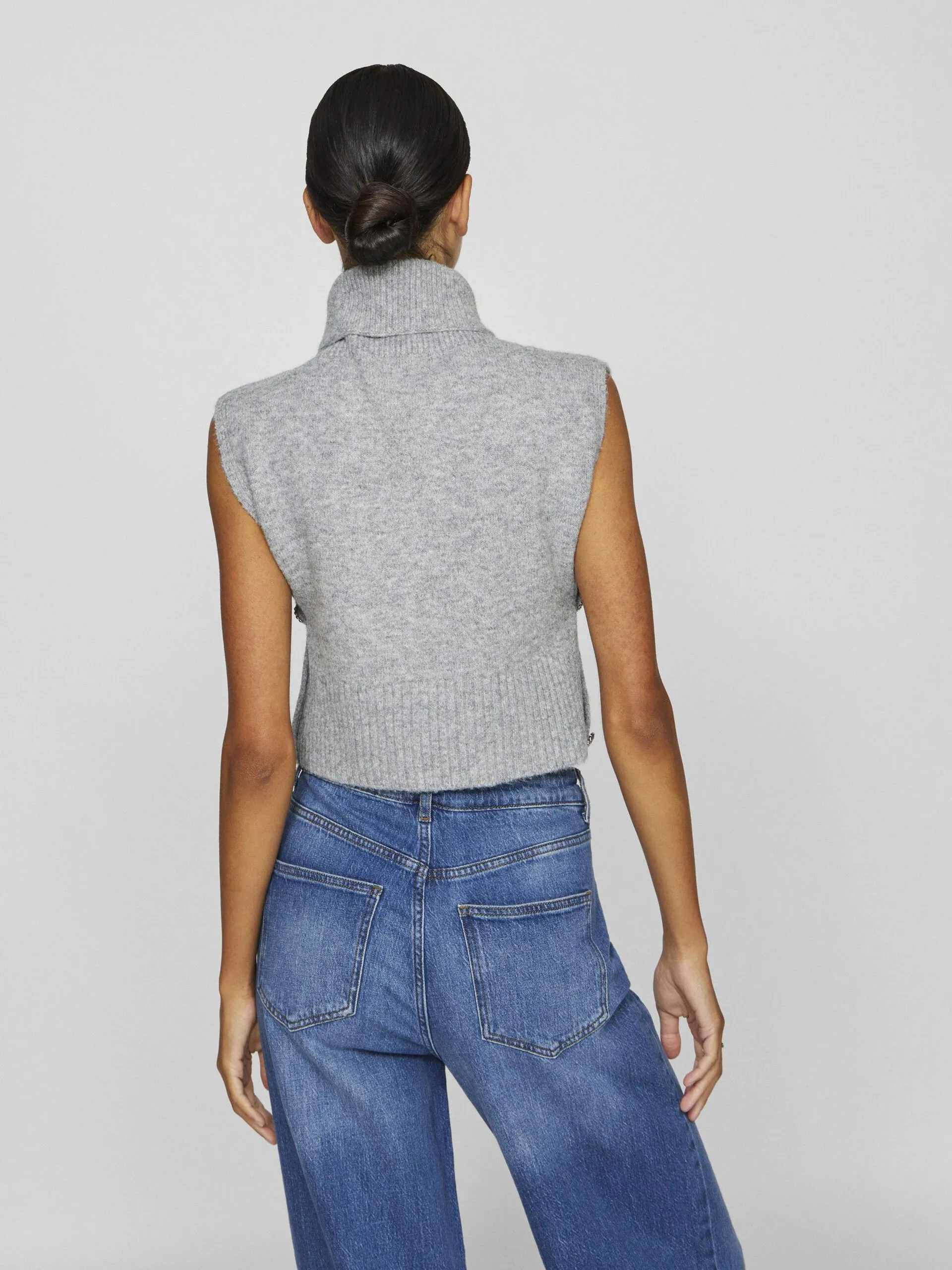 Lyra Knitted Sleeveless Top (Light Grey Melange)