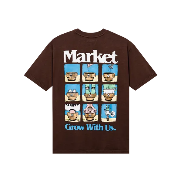 Market Grow With Us T-Shirt - Brown