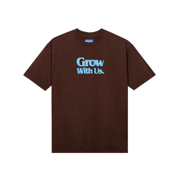 Market Grow With Us T-Shirt - Brown