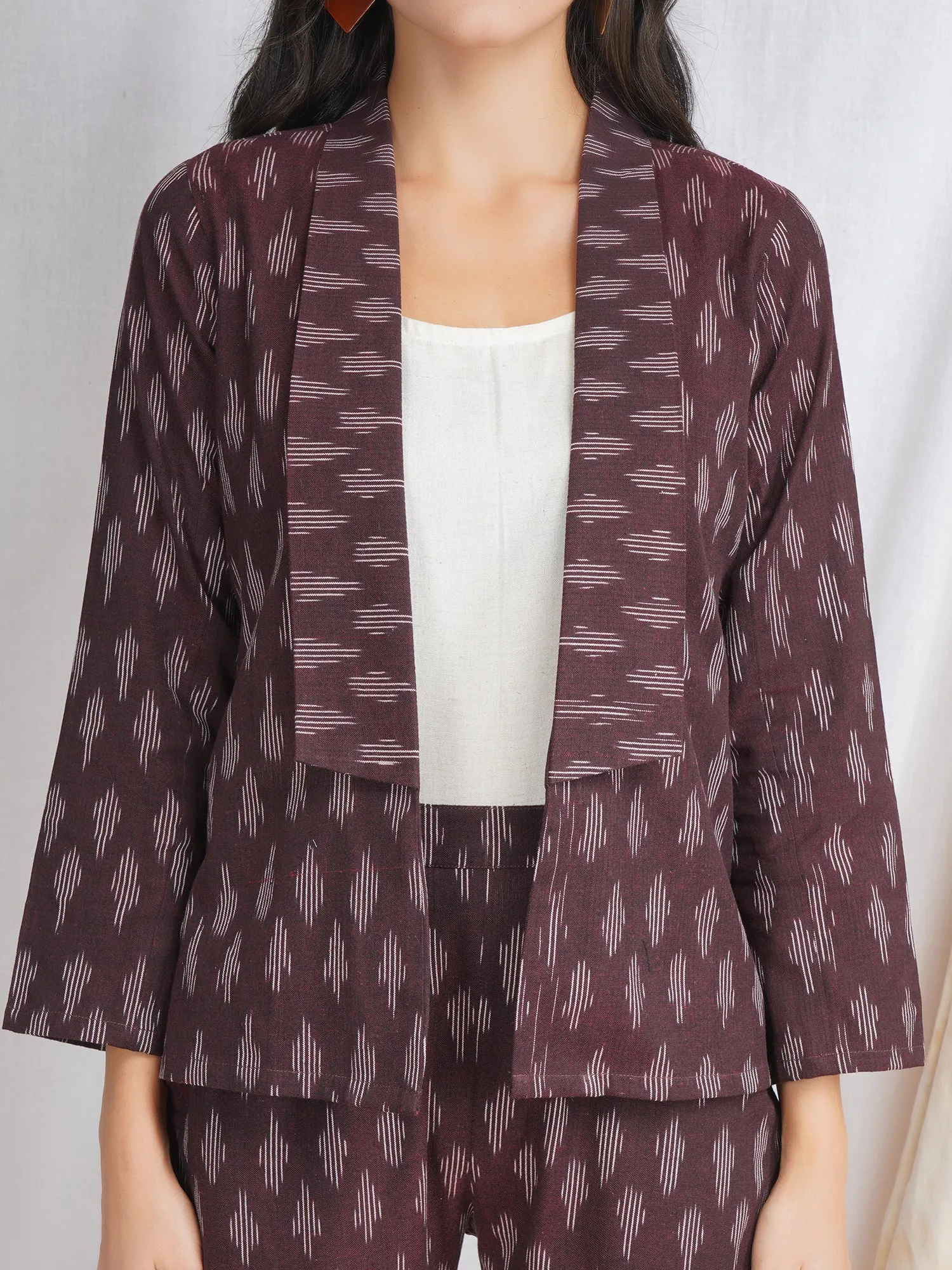 Maroon Ikat Cotton Jacket