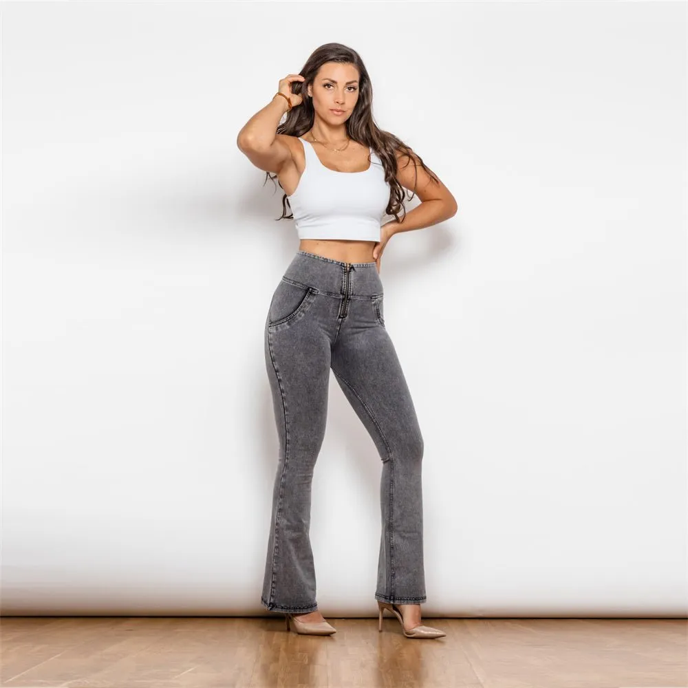 Melody Shaping Pant High Waist Grey Denim - Bootleg (Flare)