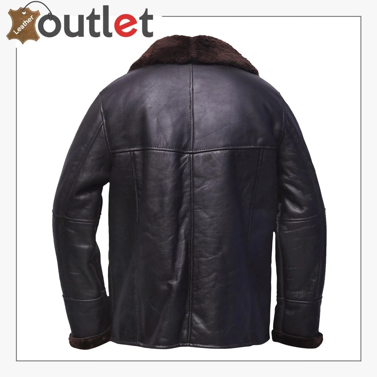 Men Black Button Shearling Jacket