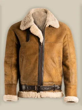 Men Brown B3 Shearling Leather Jacket