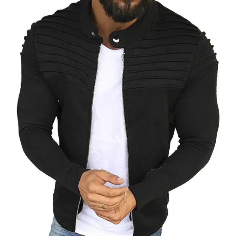 Men's Black Full Zip Collar Jacket