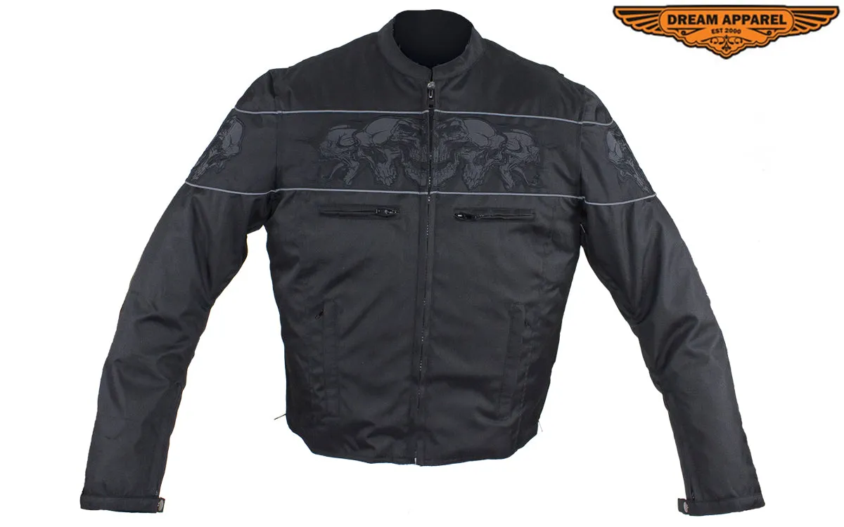 Men's Textile Concealed Carry Racing Jacket with Reflective Skulls