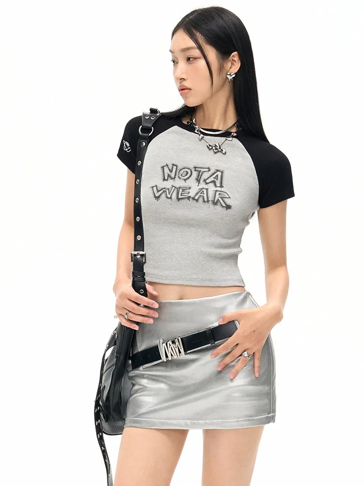 Metallic Leather Nichi Tight Cool Mini-Skirt