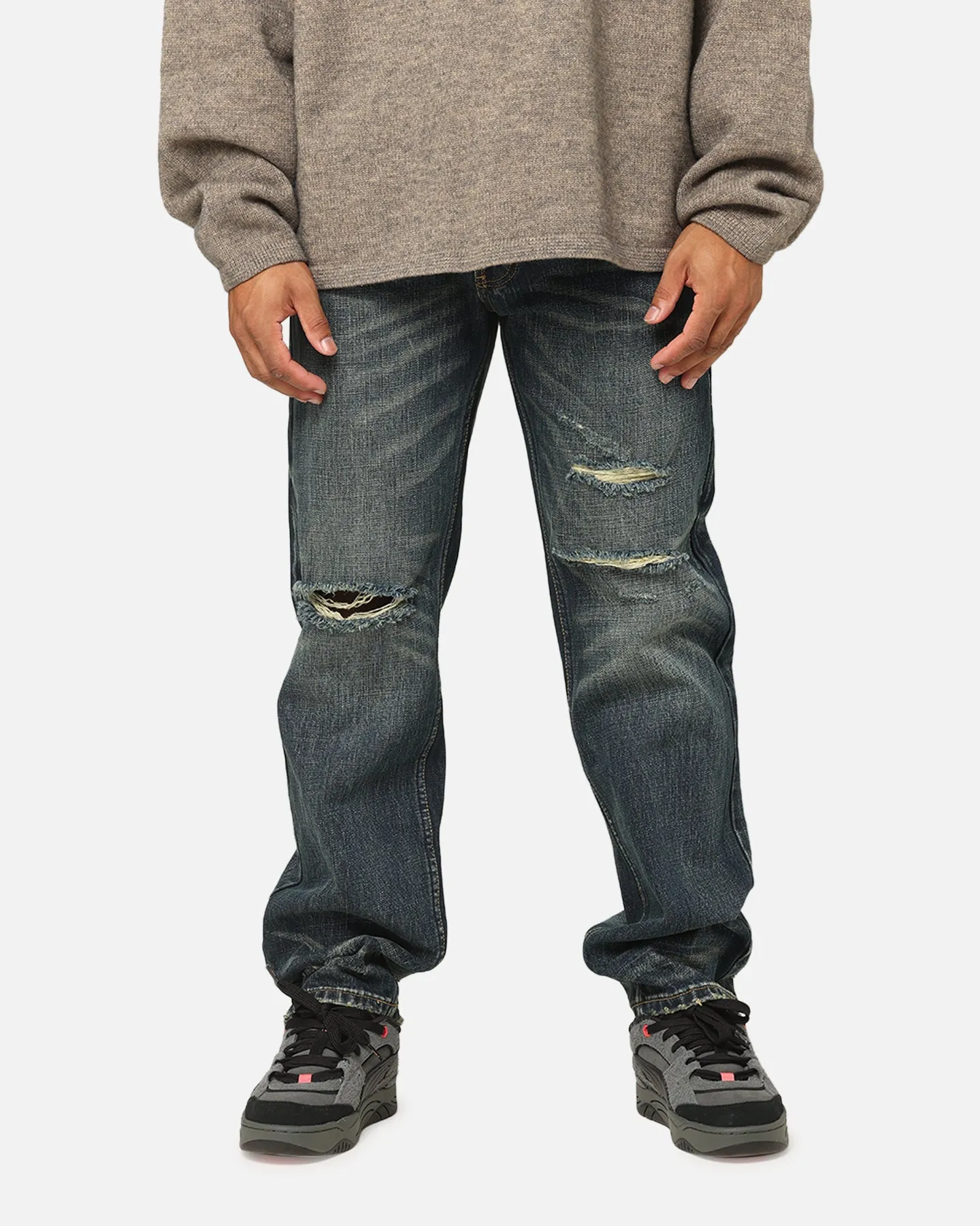 MNML V726 Distressed Baggy Denim Jeans Blue