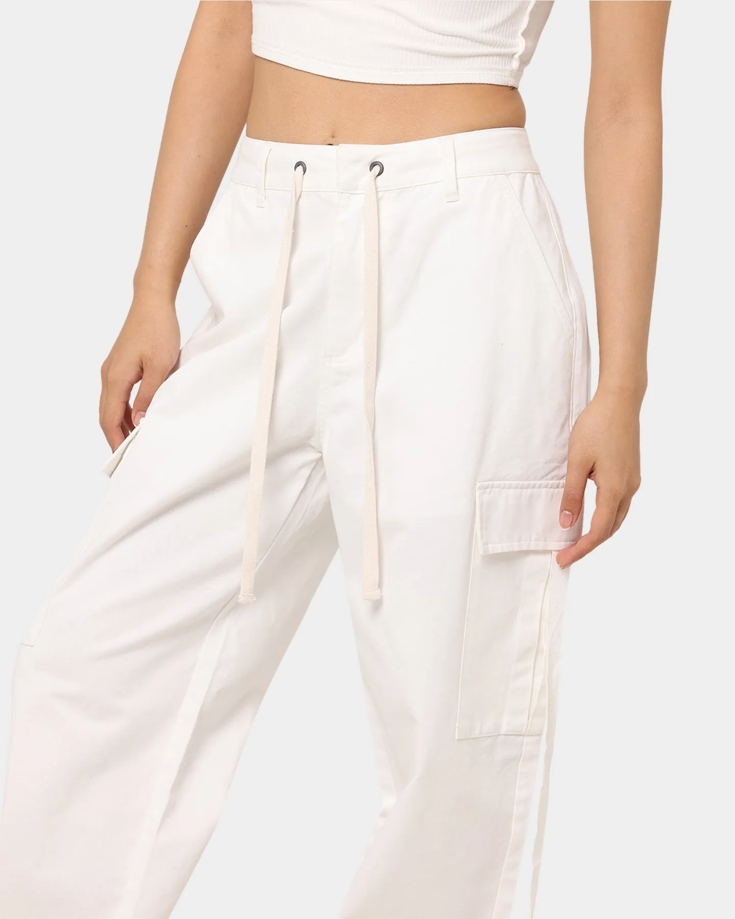 MNML Women's Baggy Cargo Pants Off White