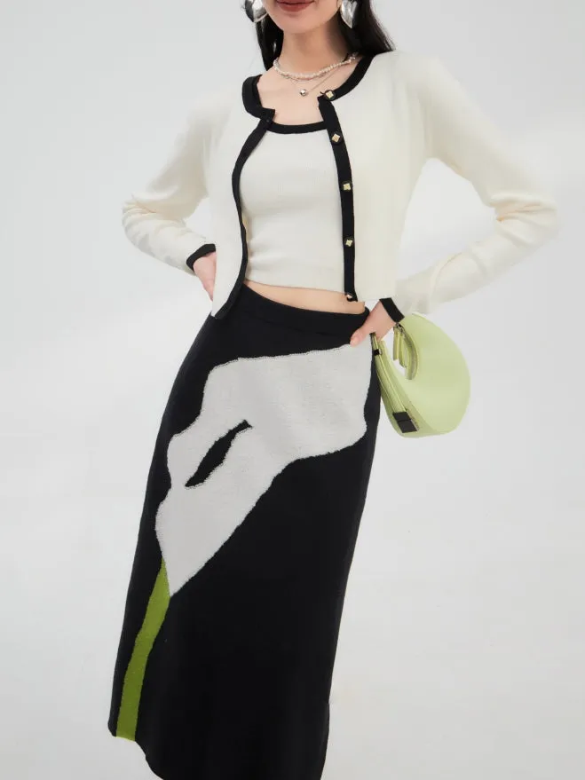 Narcissus Long Knit Retro Skirt