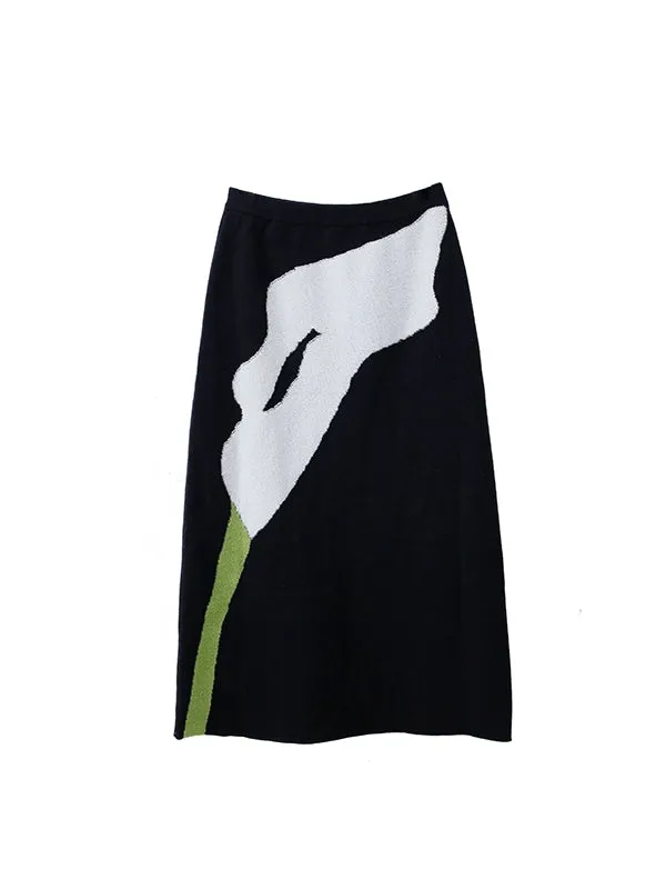 Narcissus Long Knit Retro Skirt