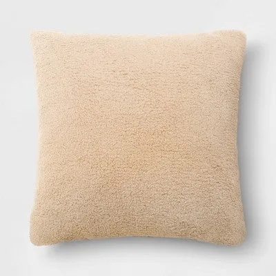 New - Oversized Sherpa Square Throw Pillow Almond - Threshold