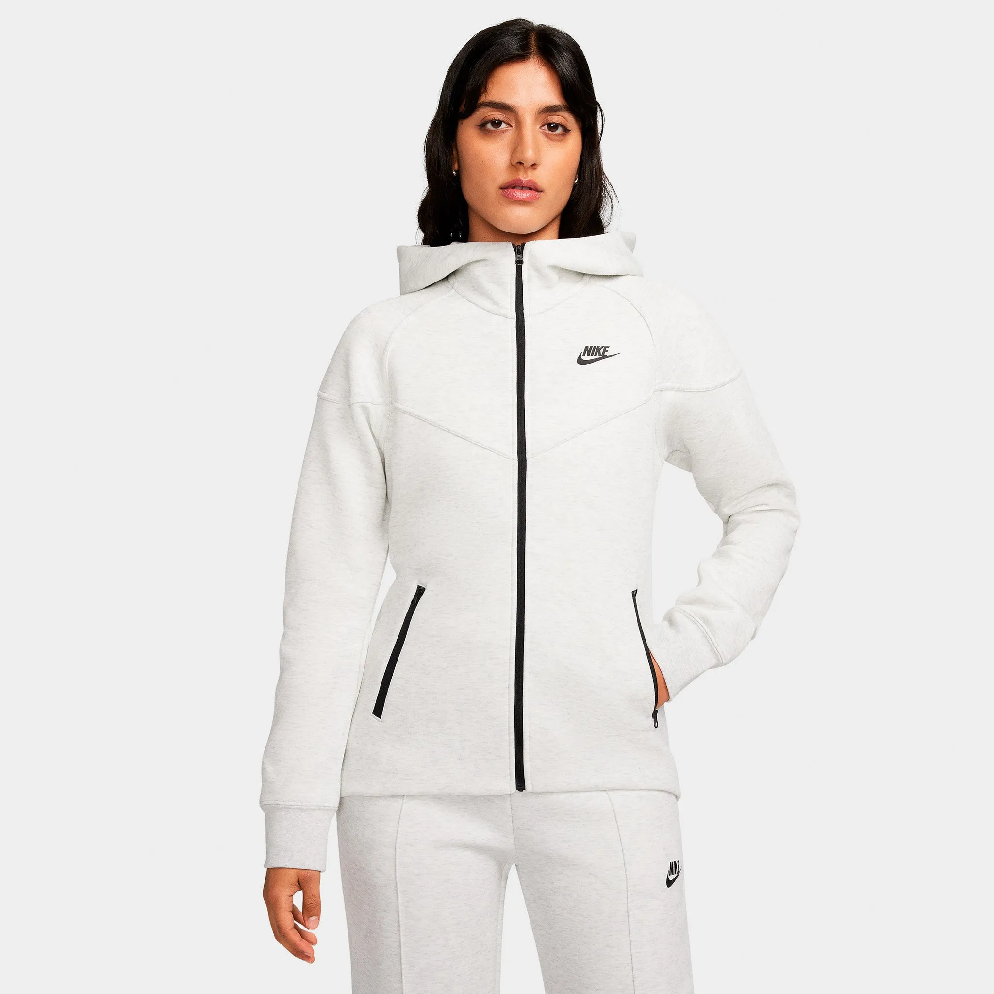 Nike Sportswear Women's Tech Fleece Windrunner Full Zip Hoodie Light Grey / Heather - Black