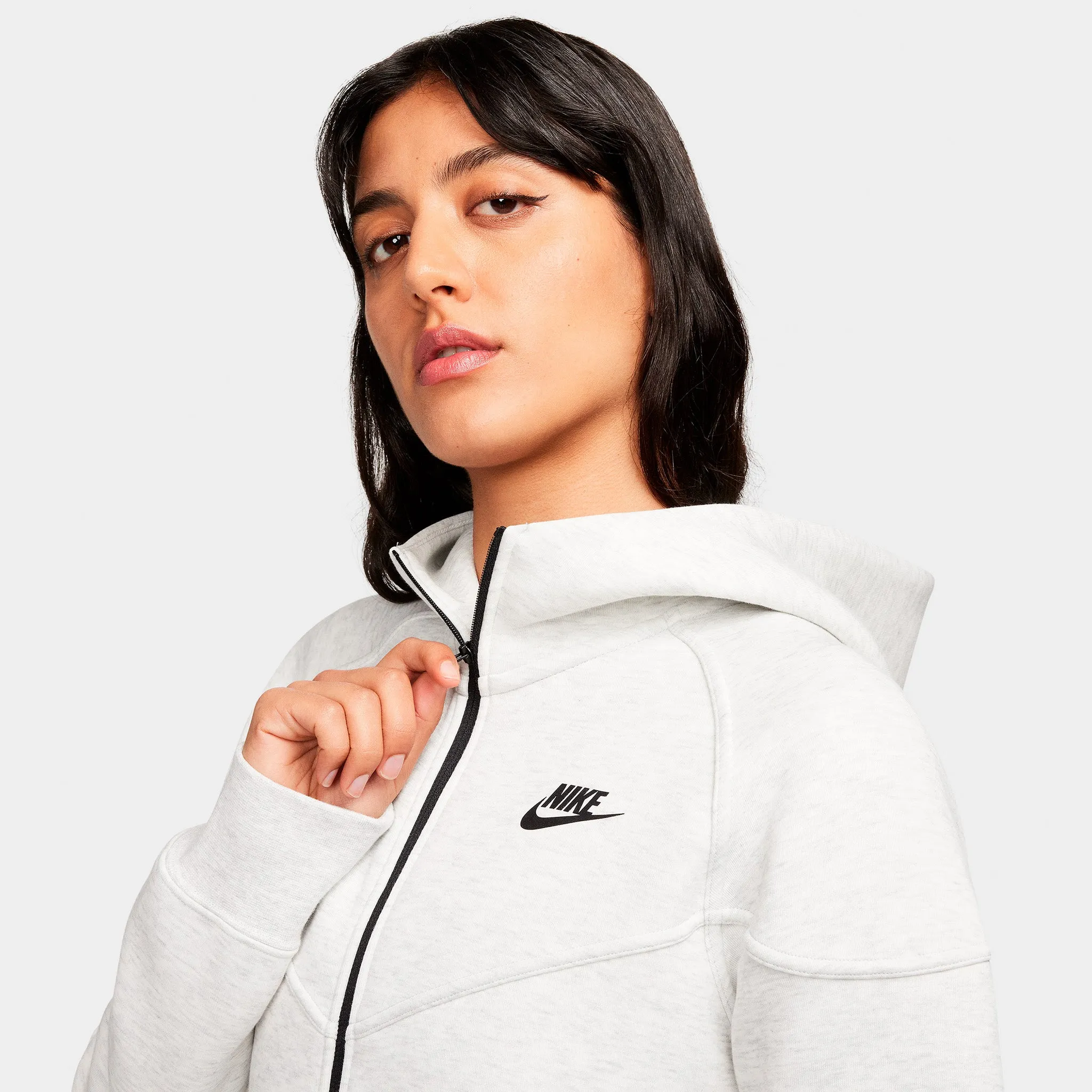 Nike Sportswear Women's Tech Fleece Windrunner Full Zip Hoodie Light Grey / Heather - Black