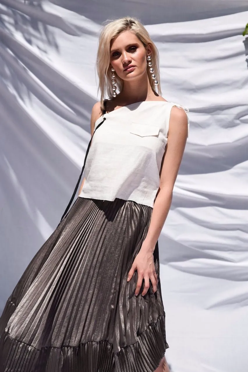 NINA ASYMMETRIC PLEATED SKIRT