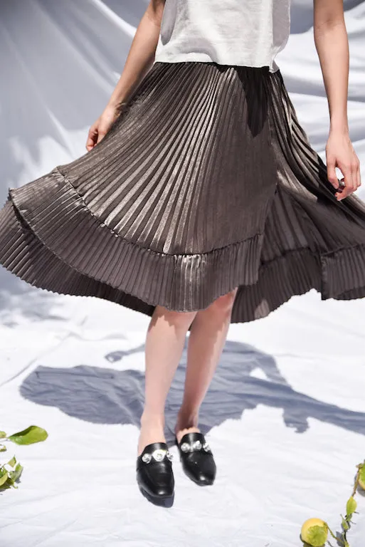 NINA ASYMMETRIC PLEATED SKIRT